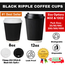 Black Ripple Paper Coffee Cups