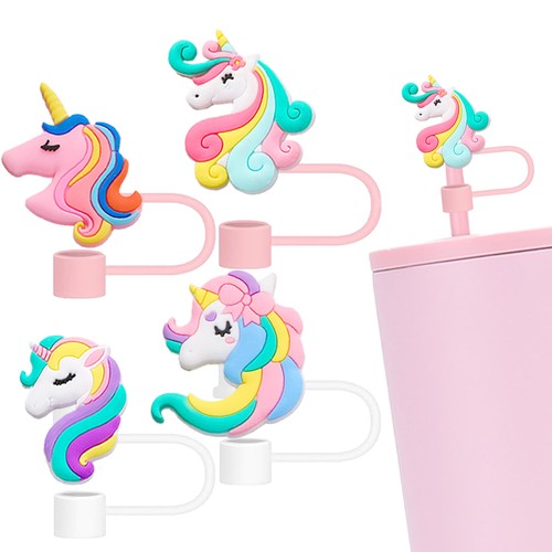 4pcs pink straw toppers - straw, set