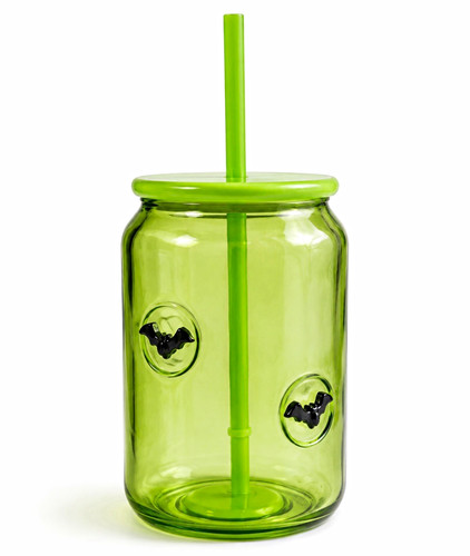 Green glass tumbler with lid - glass,