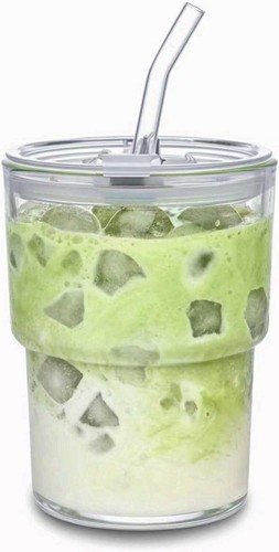 Glass tumbler with straw - glass,