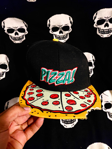 Black pizza graphic snapback - black,