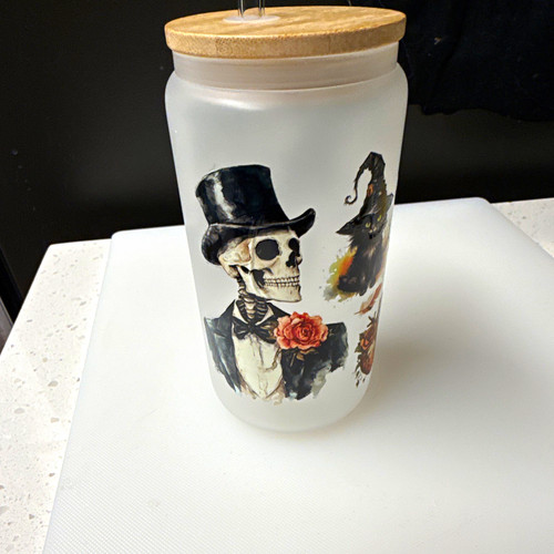 Frosted white glass tumbler - glass, w/